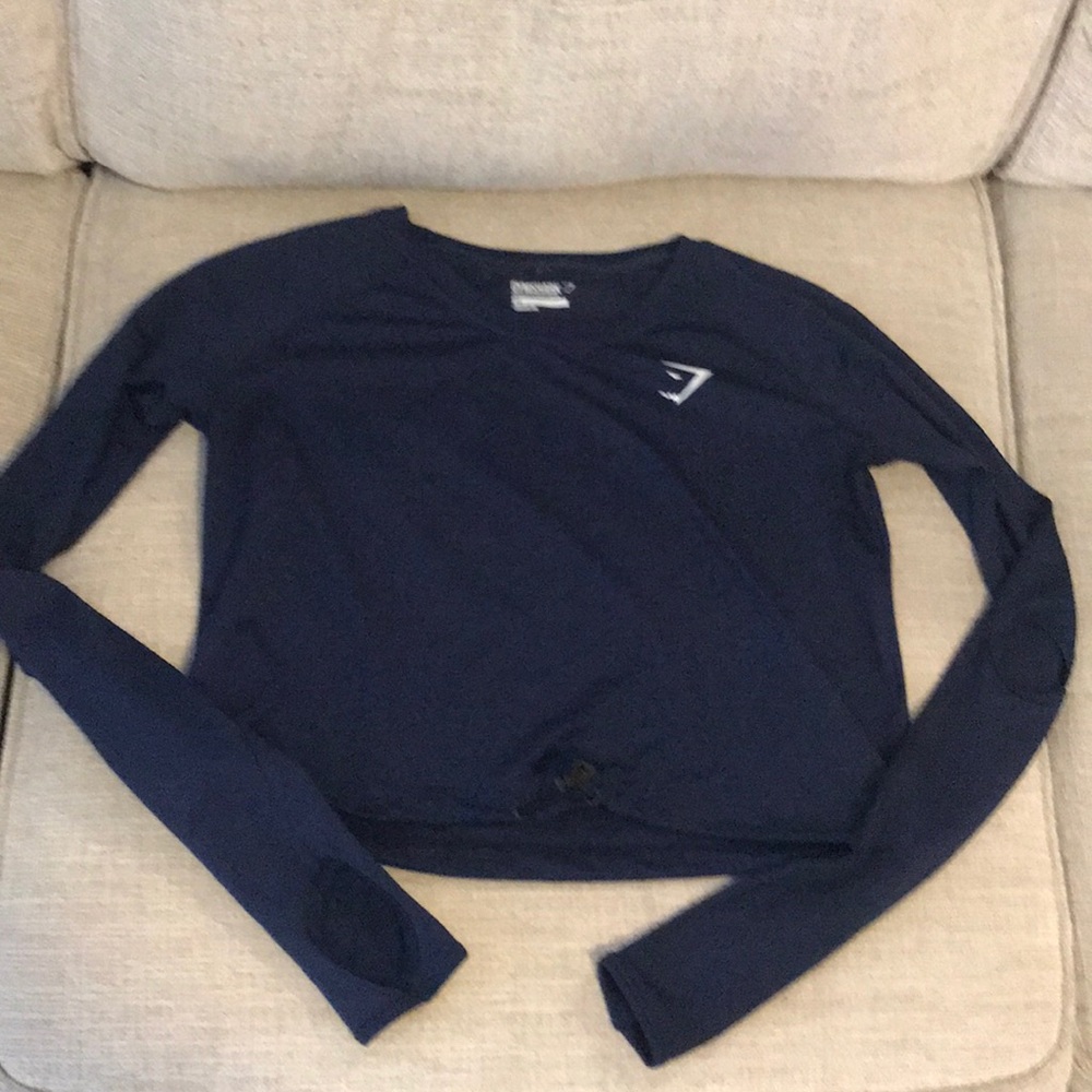 Gymshark Cropped Long Sleeve Navy XS